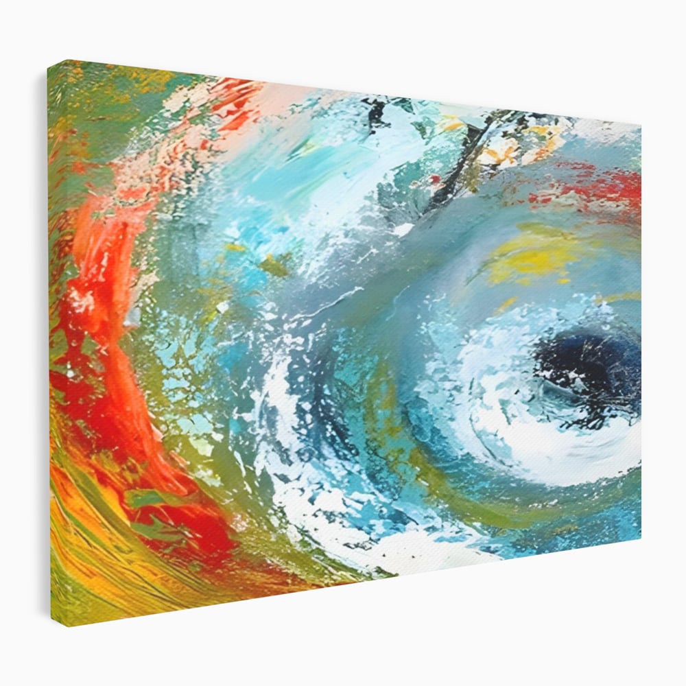 Tablou canvas cu pictura abstracta cu vartej de culori, fara rama, pe sasiu de lemn
